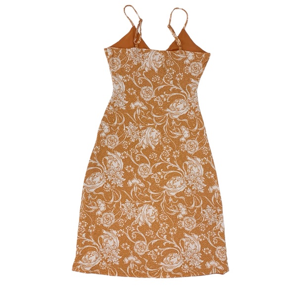 Joie NWT Burnt Orange and Off-White Floral V-Neck Sleeveless Midi Dress, Medium - Picture 14 of 17